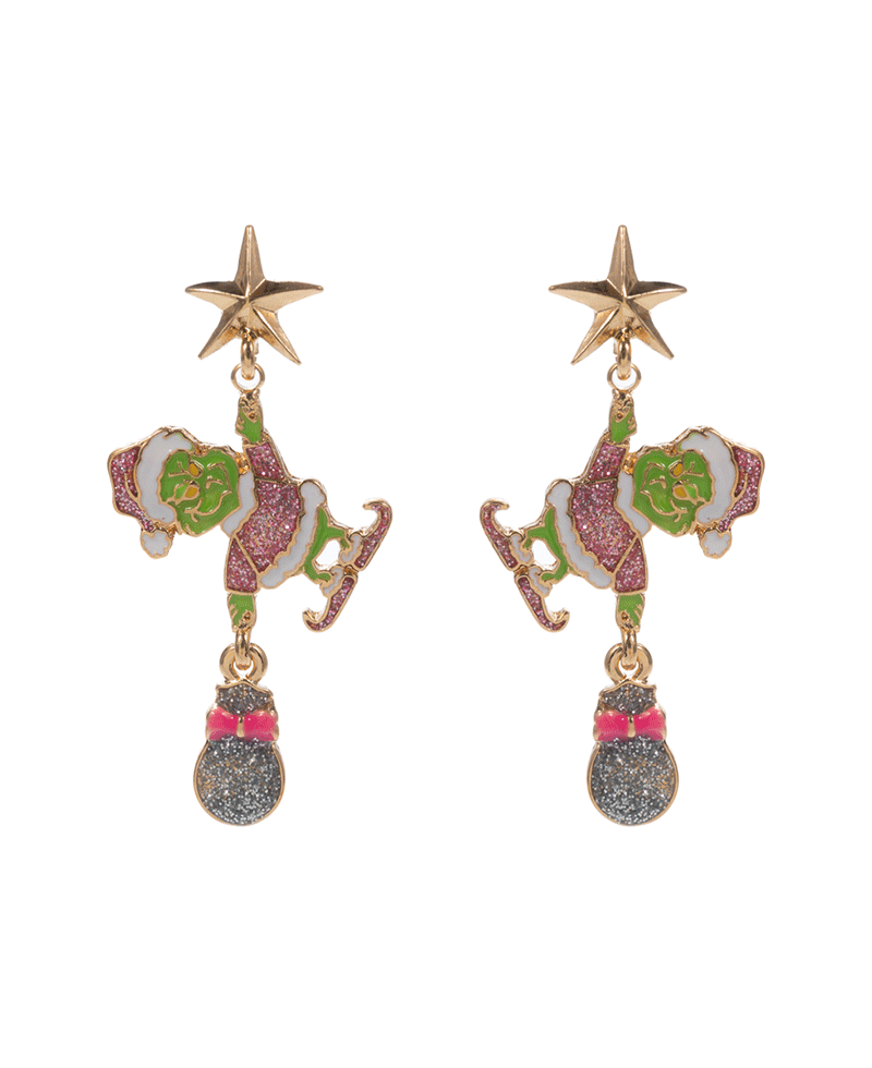 Star Stealing Enameled Green Monster Hypo Earring - 2.0"