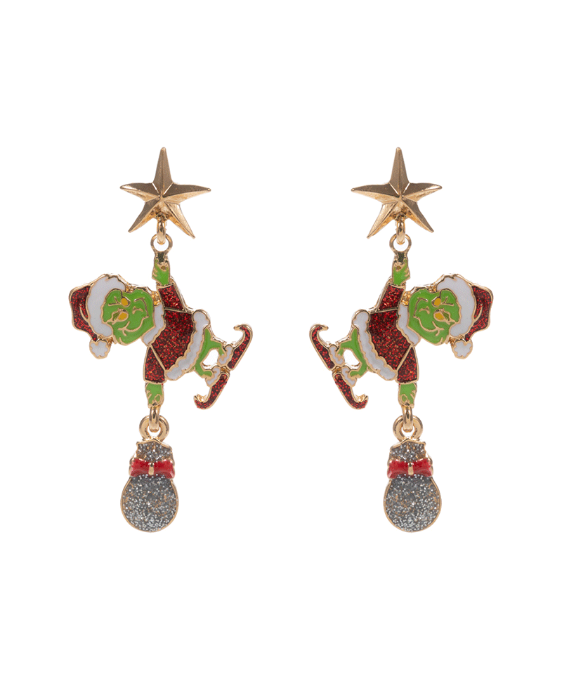 Star Stealing Enameled Green Monster Hypo Earring - 2.0"