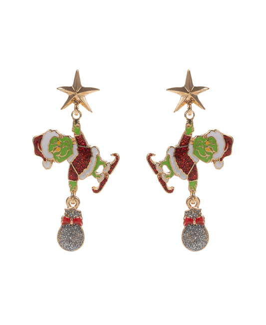 Star Stealing Enameled Green Monster Hypo Earring - 2.0"