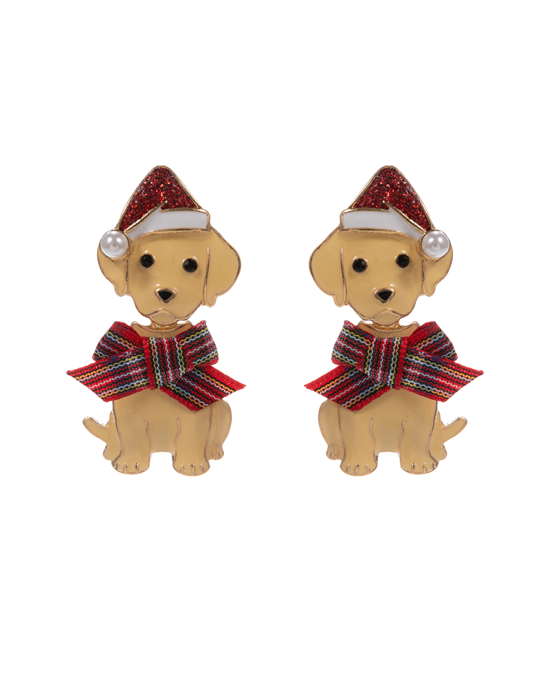 Golden Retriever w/ Christmas Ribbon Hypo Earring - 2.0"