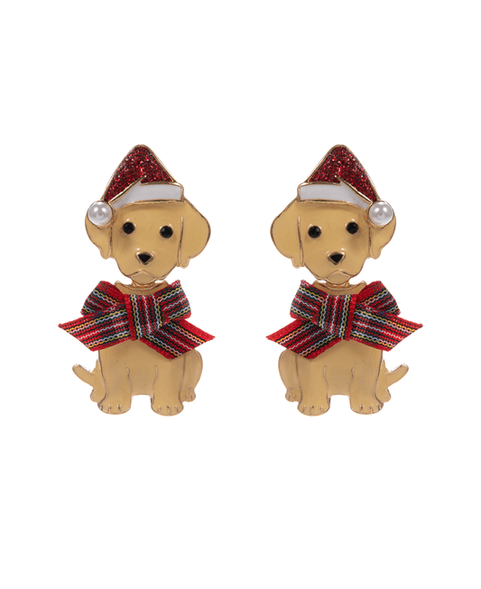 Golden Retriever w/ Christmas Ribbon Hypo Earring - 2.0"