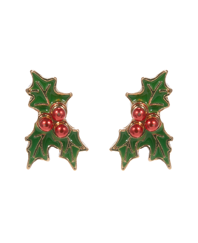 Holly Enamel w/ Pearls Hypo Earring - 0.75"