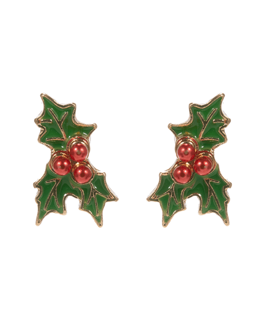 Holly Enamel w/ Pearls Hypo Earring - 0.75"