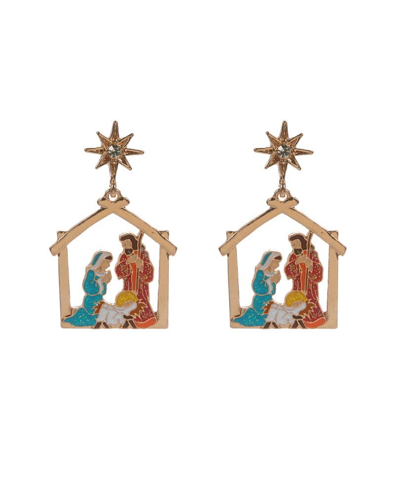 Nativity Enamel Hypo Titanium Earring - 2.0"