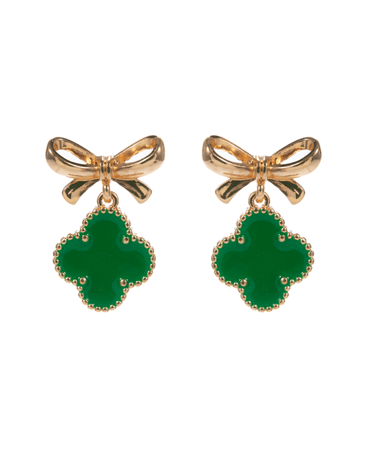 RIbbon w/ Clover Christmas Colored Hypo Earring - 1.25"