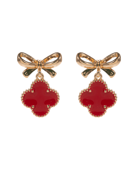 RIbbon w/ Clover Christmas Colored Hypo Earring - 1.25"