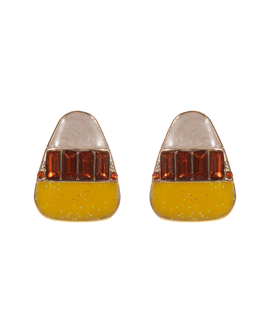 Candy Corn Enamel w/ Stones Post Earring - 0.75"