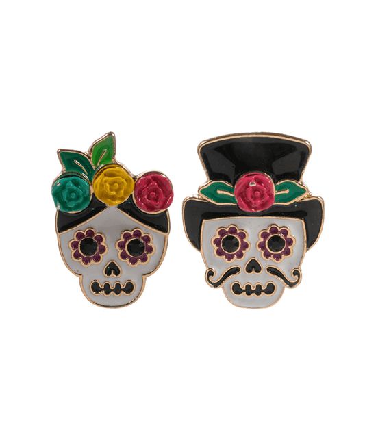 Skeleton Couple Enamel Hypo Earring - 1.2"