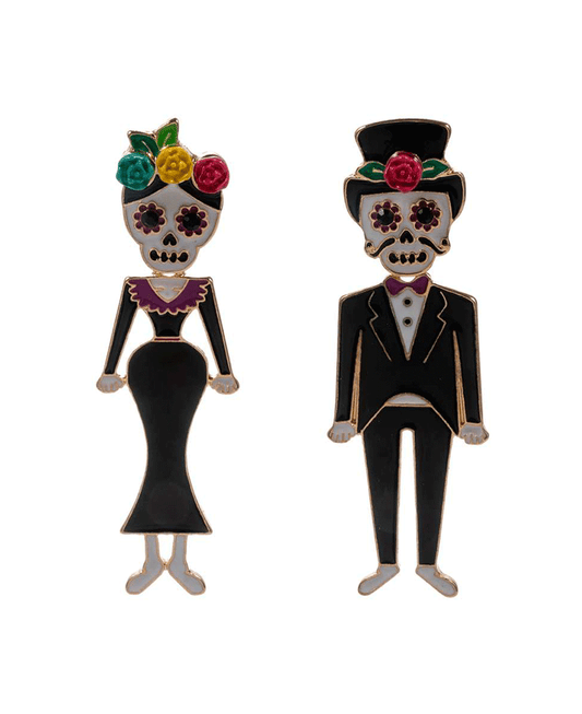 Skeleton Couple Enamel Hypo Earring - 2.75"