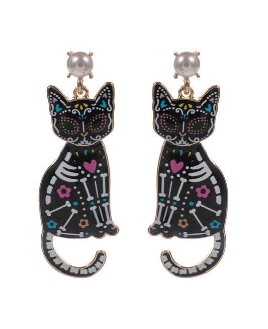 Colorful Cat Hypo Titanium Post Earring - 2.0"