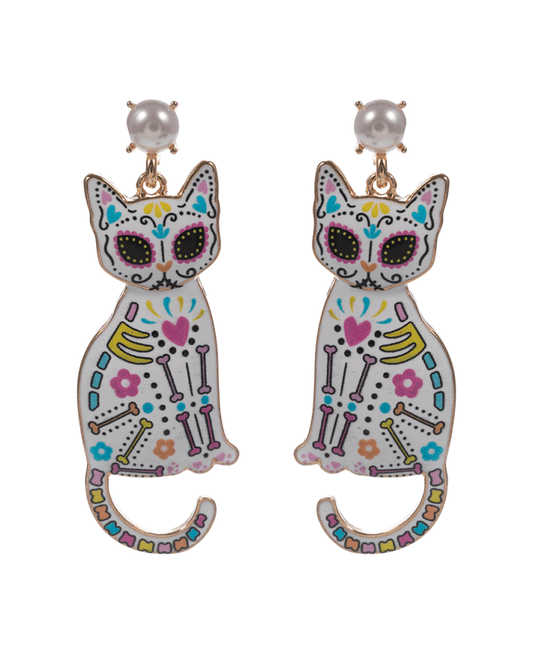 Colorful Cat Hypo Titanium Post Earring - 2.0"