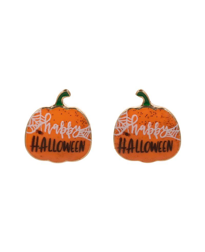 Pumpkin Happy Halloween Hypo Titanium Earring - 0.75"