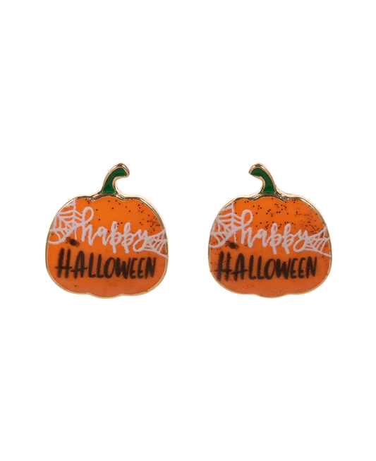 Pumpkin Happy Halloween Hypo Titanium Earring - 0.75"