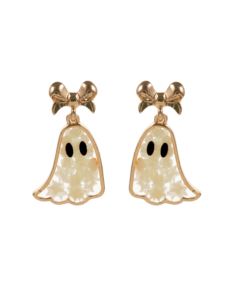 Glitter Ghost w/ Metal Bow Hypo Earring - 1.0"