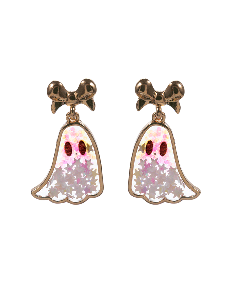 Glitter Ghost w/ Metal Bow Hypo Earring - 1.0"
