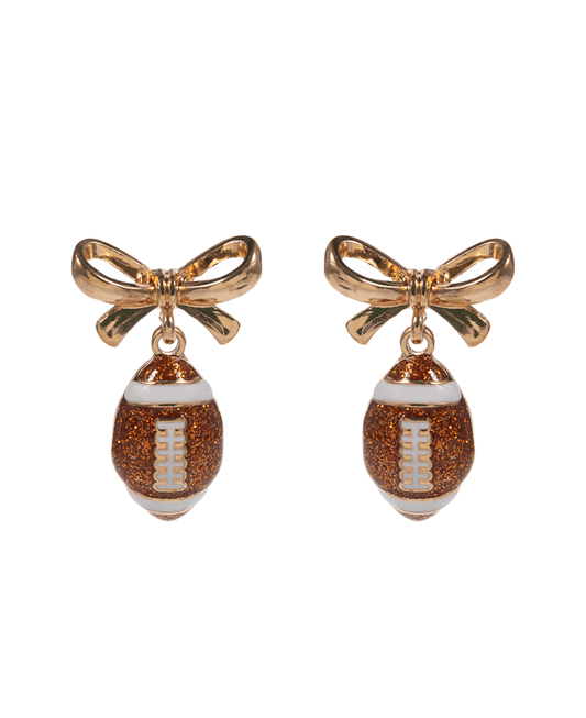 Bow w/ Football Hypo Titanium Post Earring - 1.25"