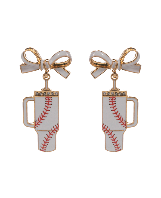Baseball Printed Tumbler Hypo Titanium Post Earring - 1.75"