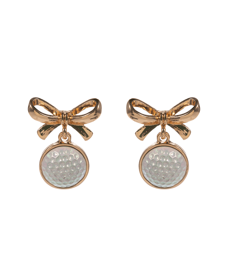 Bow w/ Golf Ball Hypo Titanium Post Earring - 1.25"