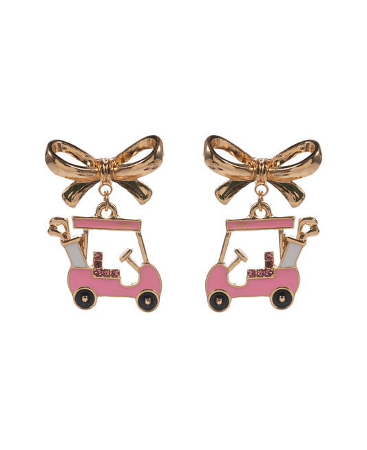 Bow w/ Golf Cart Hypo Titanium Post Earring - 1.25"