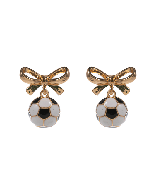 Soccer Ball w/ Bow Hypo Titanium Post Earring - 1.0"