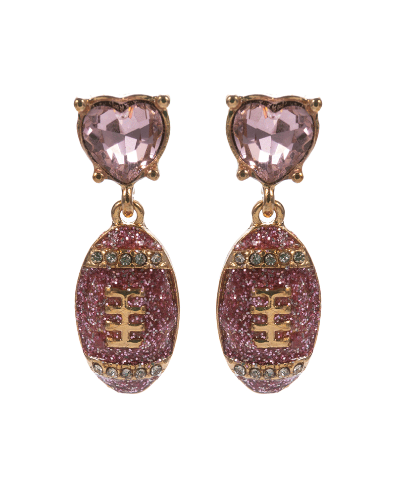 Pink Puffed Football Hypo Titanium Post Earring