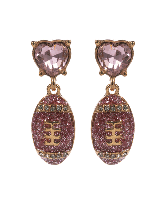 Pink Puffed Football Hypo Titanium Post Earring