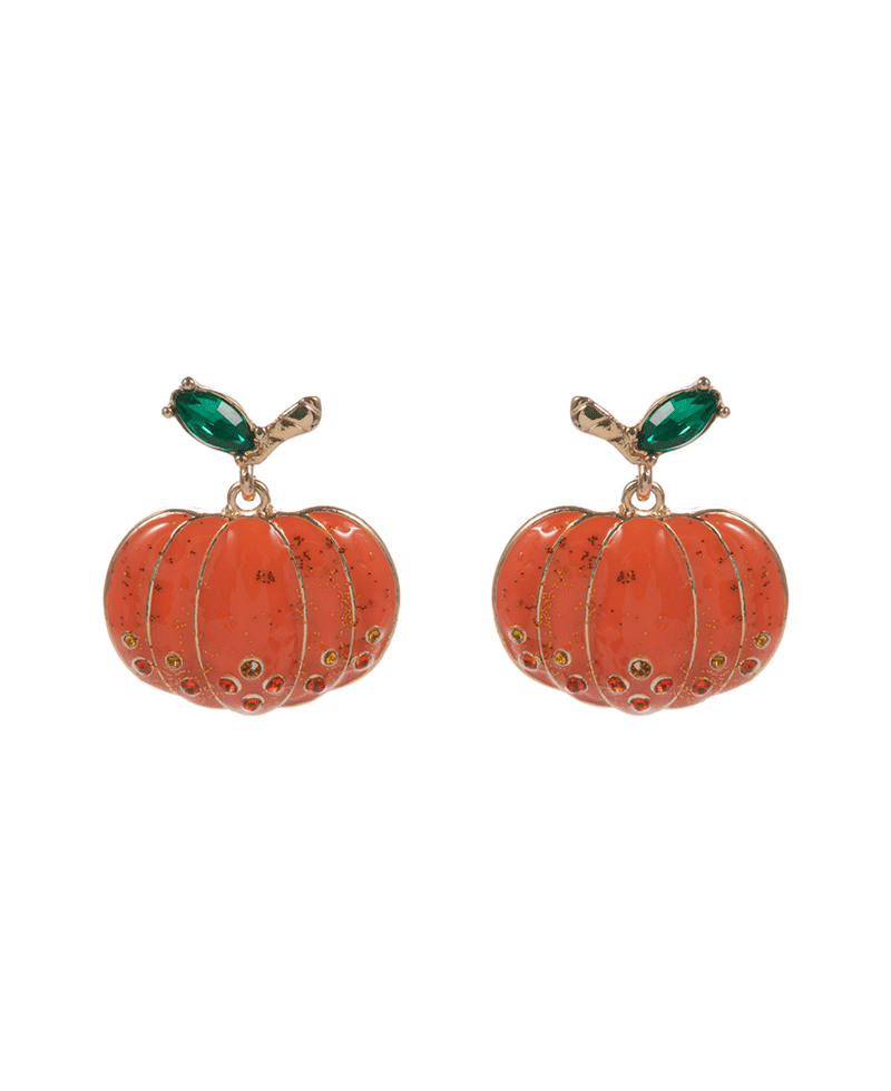 Pumpkin w/ Rhinestone Paved Hypo Titanium Earring - 1.25"