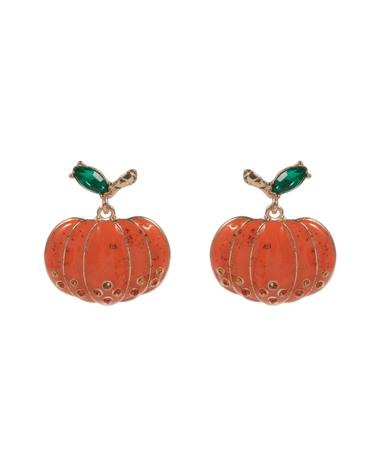 Pumpkin w/ Rhinestone Paved Hypo Titanium Earring - 1.25"