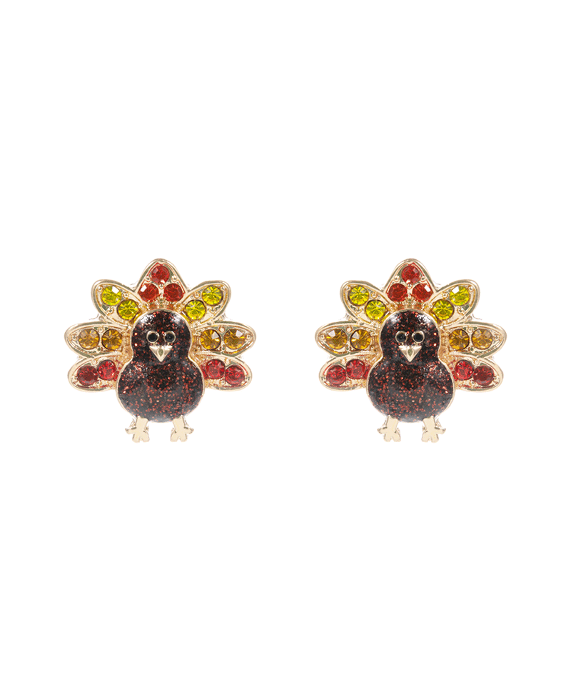 Paved Turkey Hypo Titanium Post Earring - 1.0"
