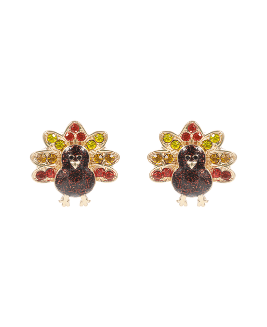 Paved Turkey Hypo Titanium Post Earring - 1.0"