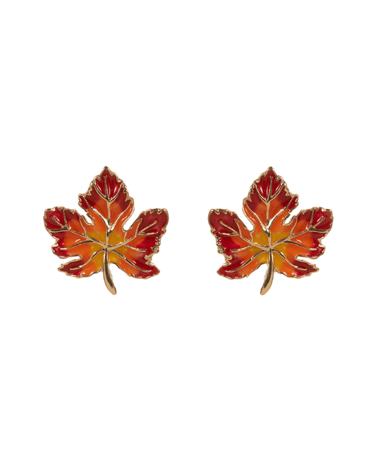 Gradation Colored Fall Leaf Hypo Titanium Earring - 1.0"