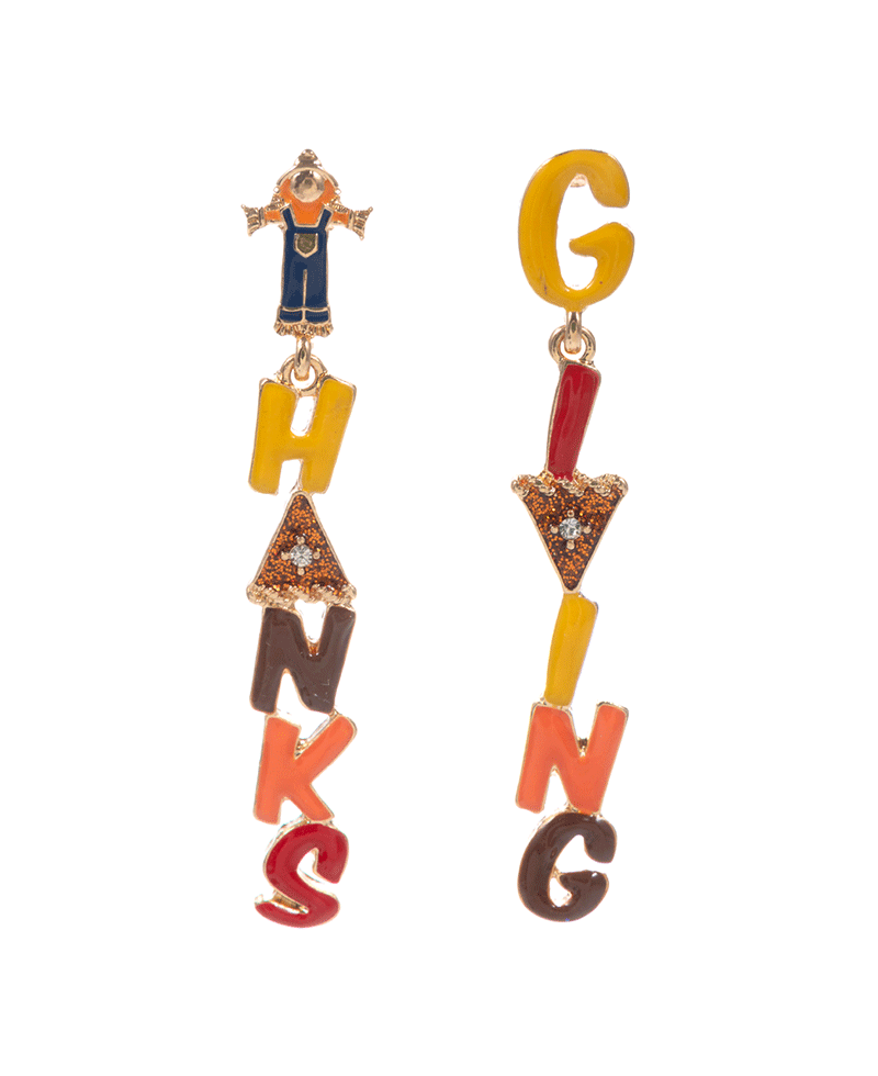 Thanksgiving Letter Enamel Hypo Titanium Earring - 2.75"