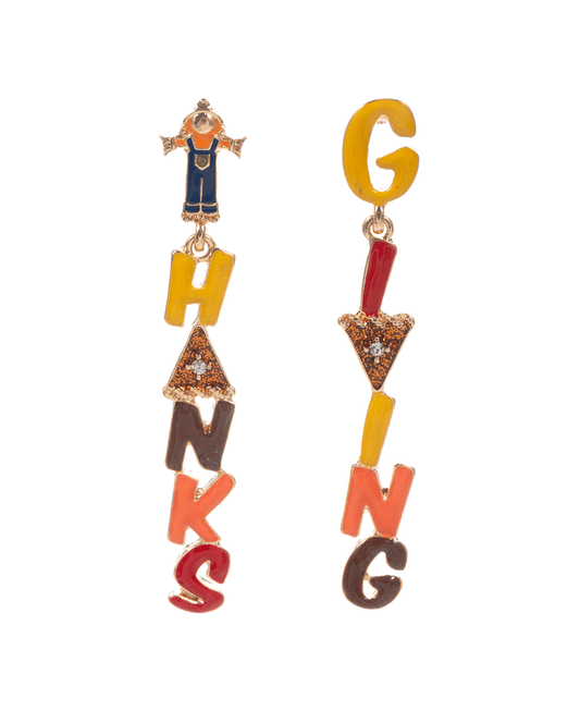 Thanksgiving Letter Enamel Hypo Titanium Earring - 2.75"