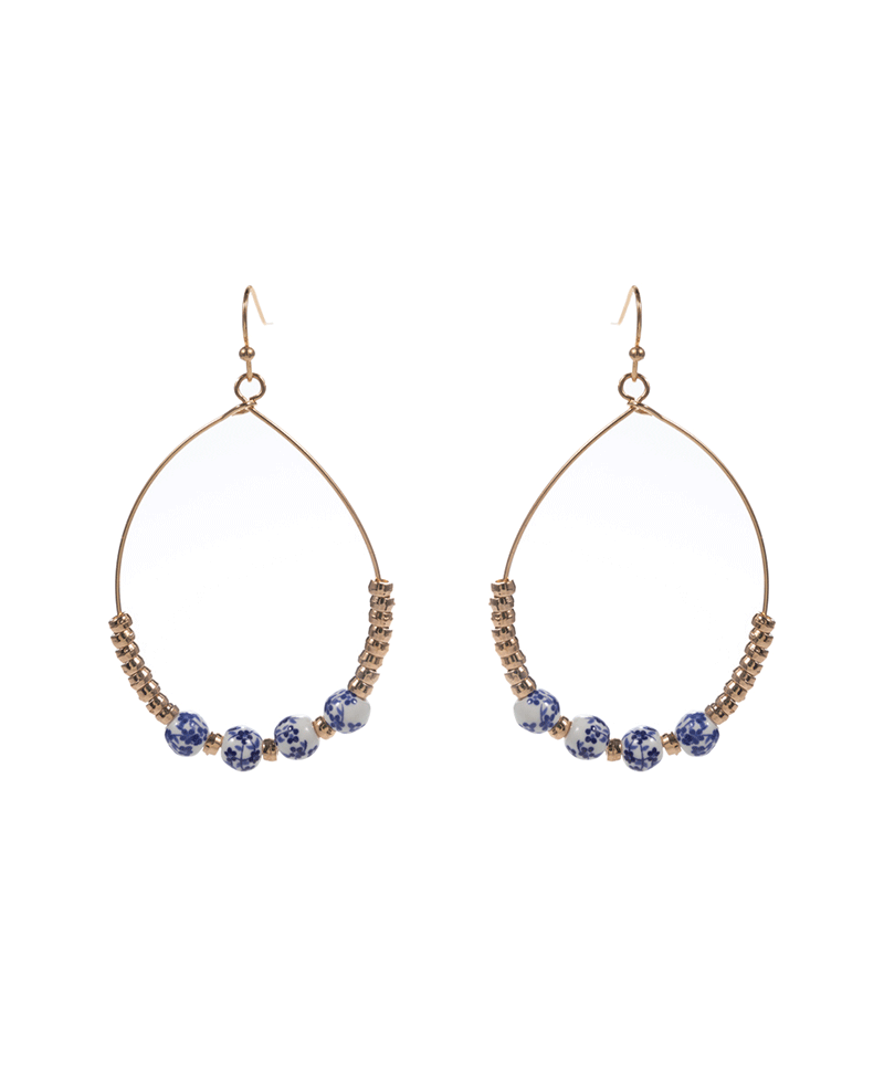 Ceramic Beads Teardrop Earring - 2.0"