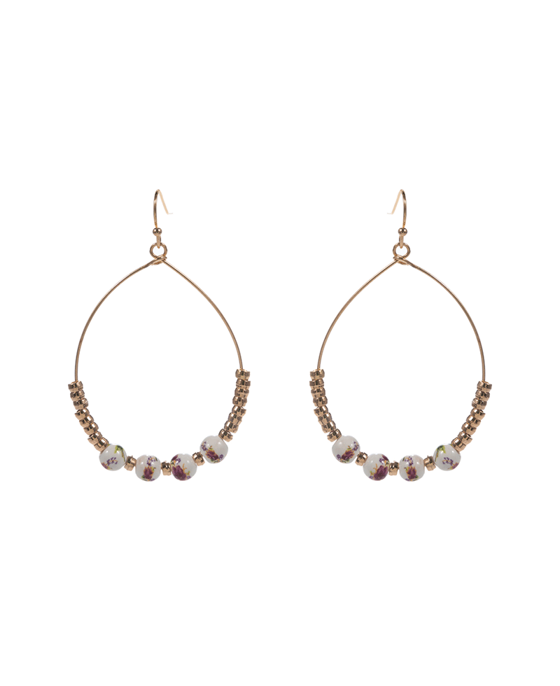 Ceramic Beads Teardrop Earring - 2.0"