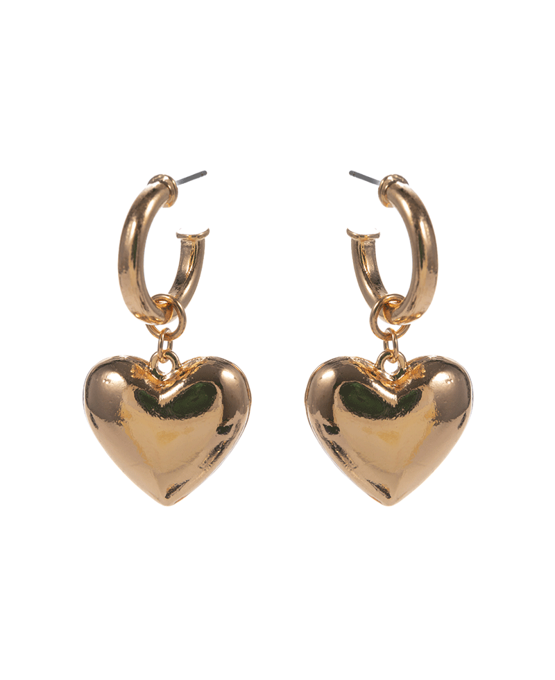 Puffy Metal Heart Hypo Titanium Post Earring - 1.75"