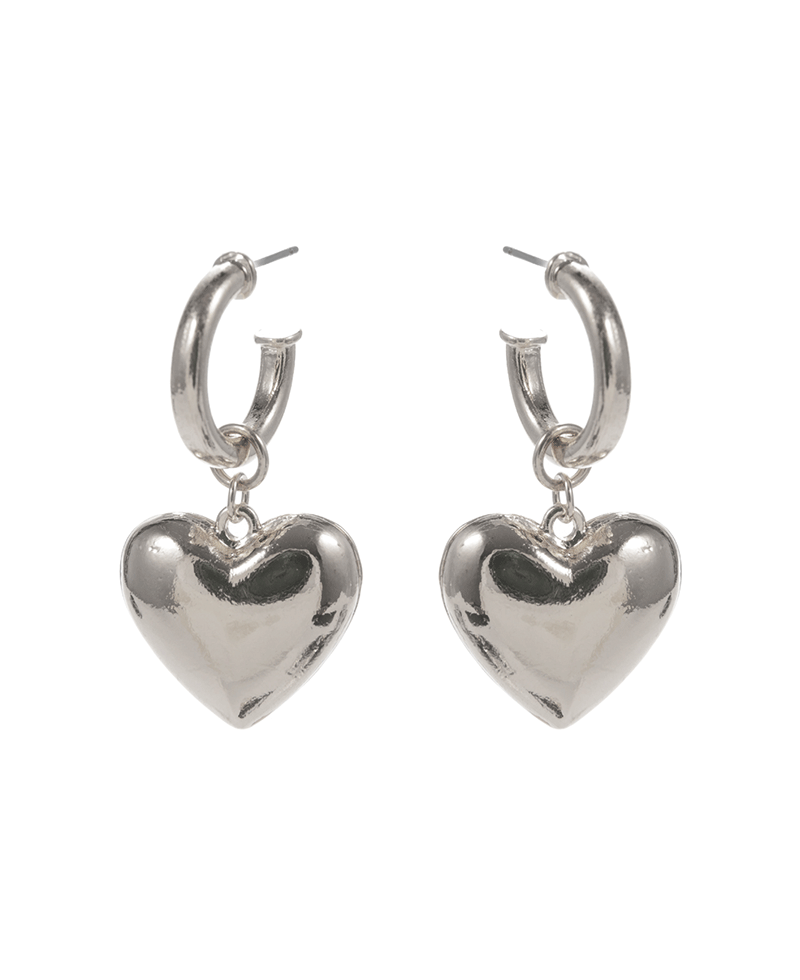 Puffy Metal Heart Hypo Titanium Post Earring - 1.75"