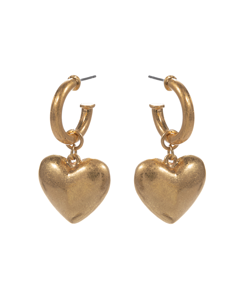 Puffy Metal Heart Hypo Titanium Post Earring - 1.75"