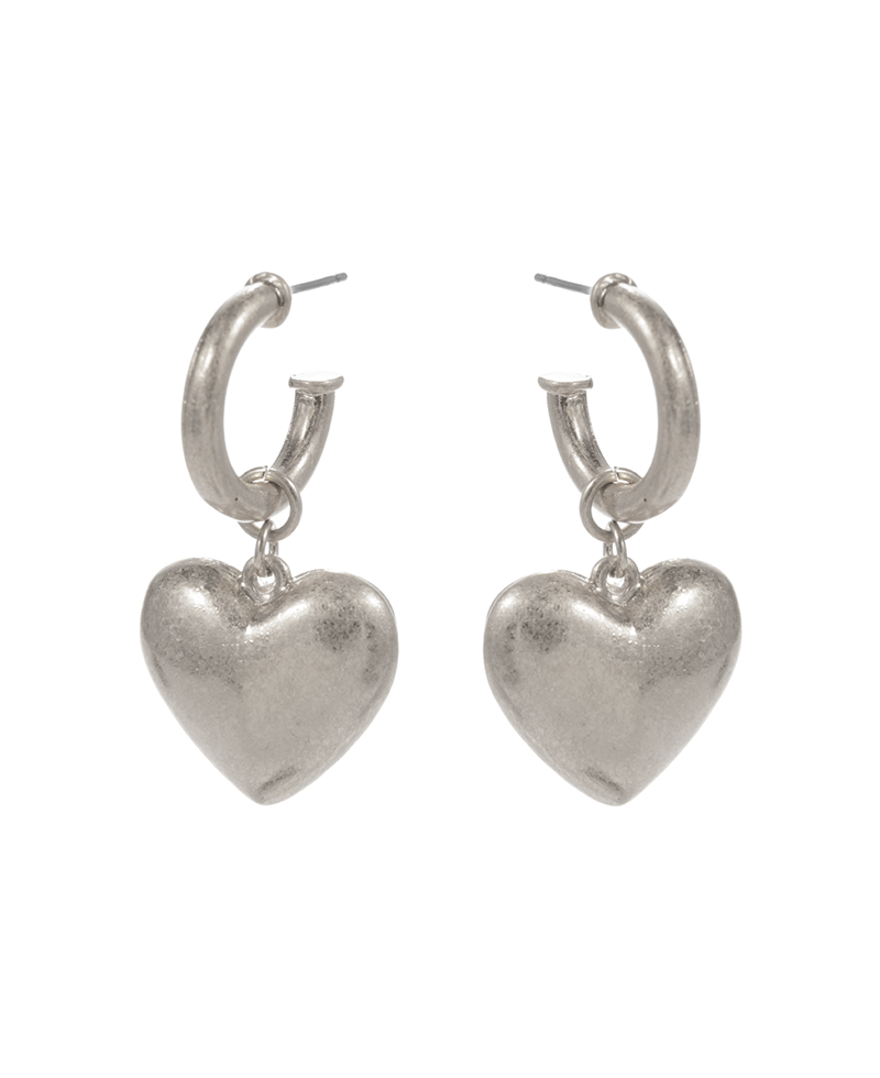 Puffy Metal Heart Hypo Titanium Post Earring - 1.75"