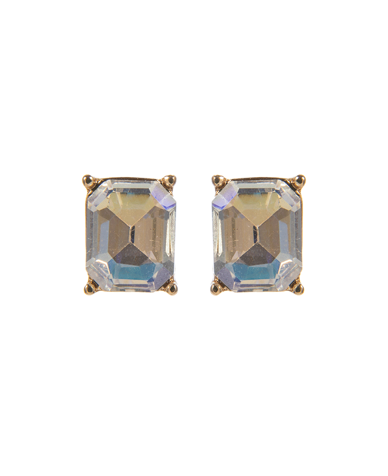 Rectangle Shape Glass Stone Hypo Earring - 0.5"