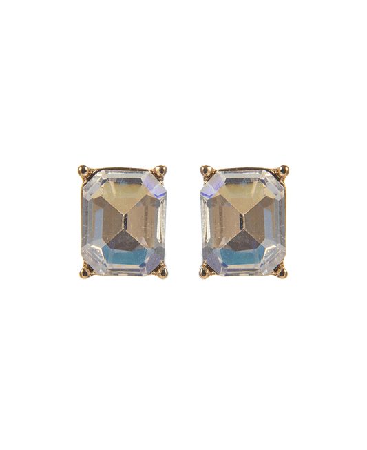 Rectangle Shape Glass Stone Hypo Earring - 0.5"