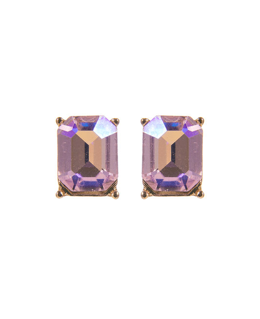 Rectangle Shape Glass Stone Hypo Earring - 0.5"