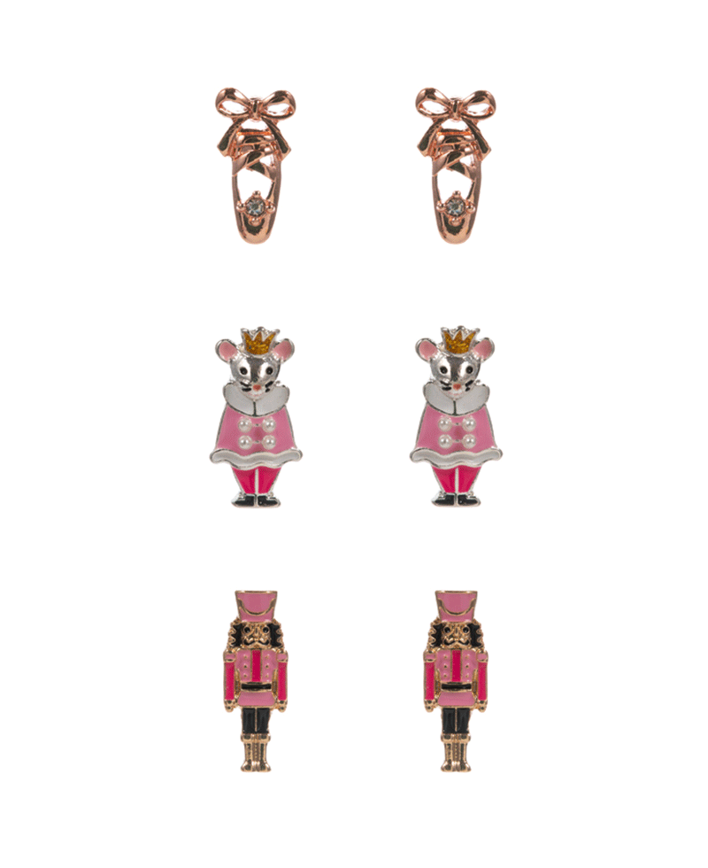 Nut Cracker & Ballet Enamel 3 Set Hypo Earring - 0.75"