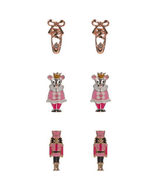 Nut Cracker & Ballet Enamel 3 Set Hypo Earring - 0.75"
