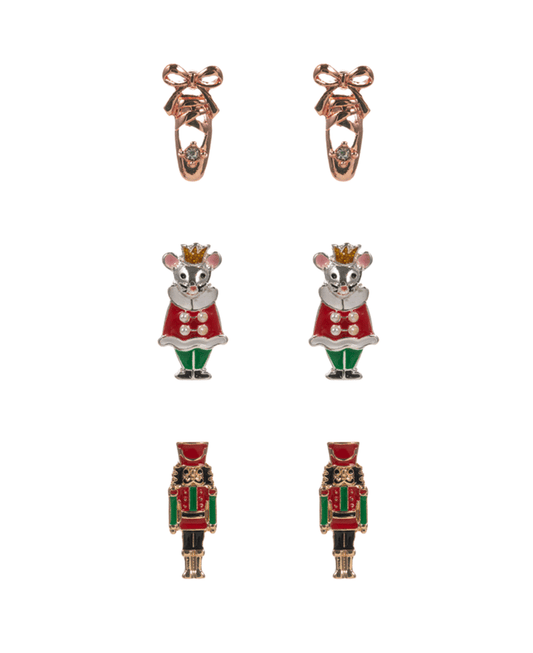 Nut Cracker & Ballet Enamel 3 Set Hypo Earring - 0.75"