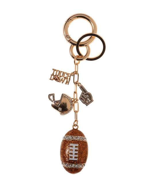 Puffed Foot Ball w/ Football Themed Charm Key Chain