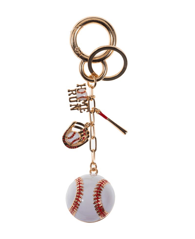 Puffed Baseball w/ Charms Key Chain