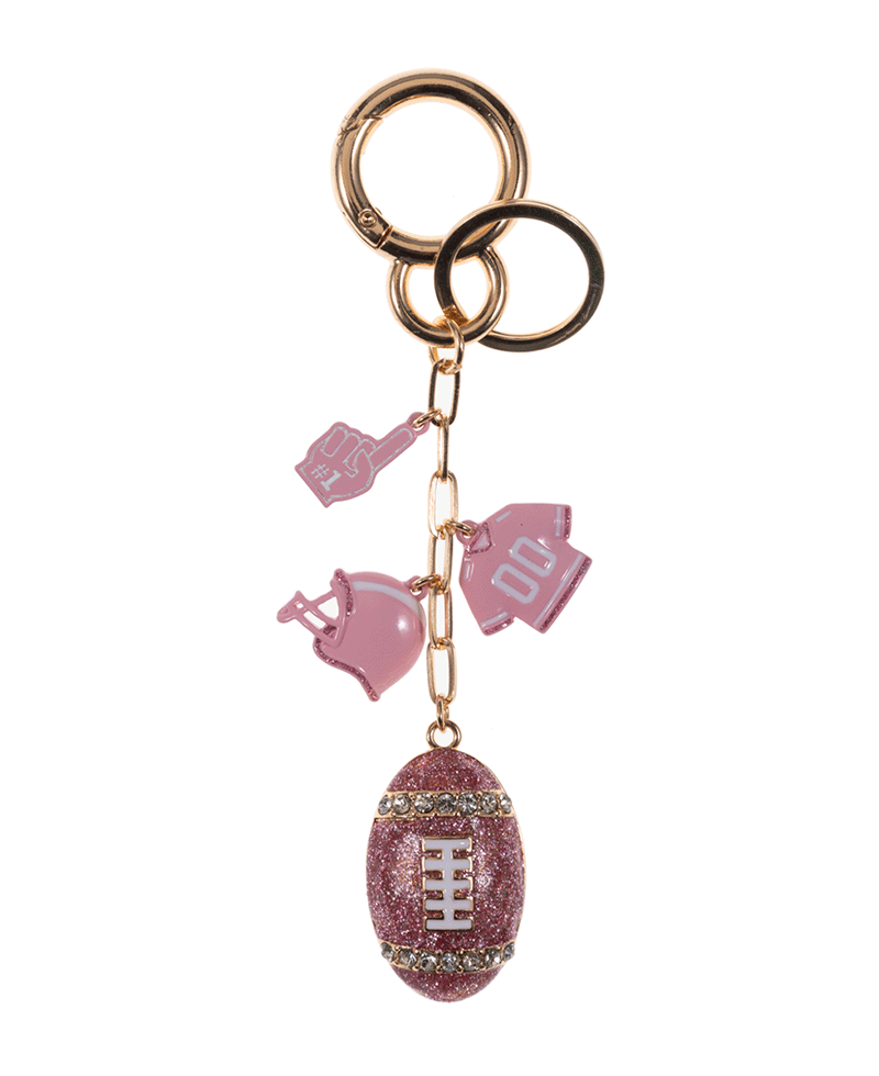 Pink Puffed Football w/ Charms Key Chain