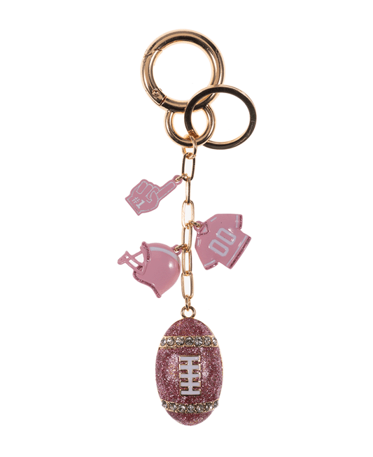 Pink Puffed Football w/ Charms Key Chain