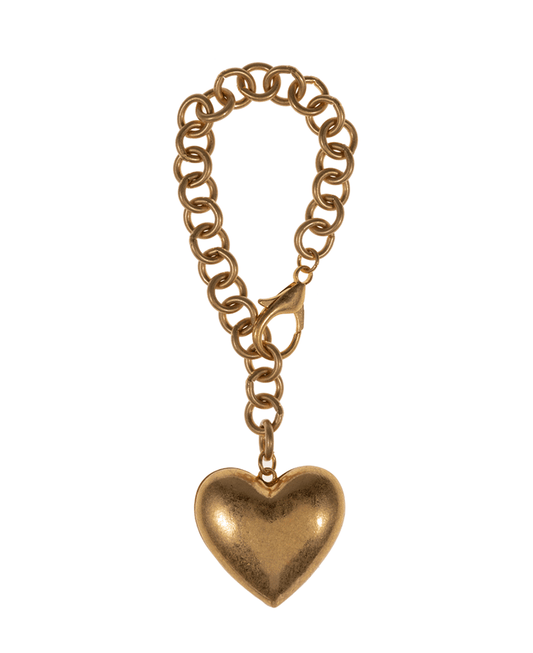 Puffy Metal Heart Bracelet & Key Chain